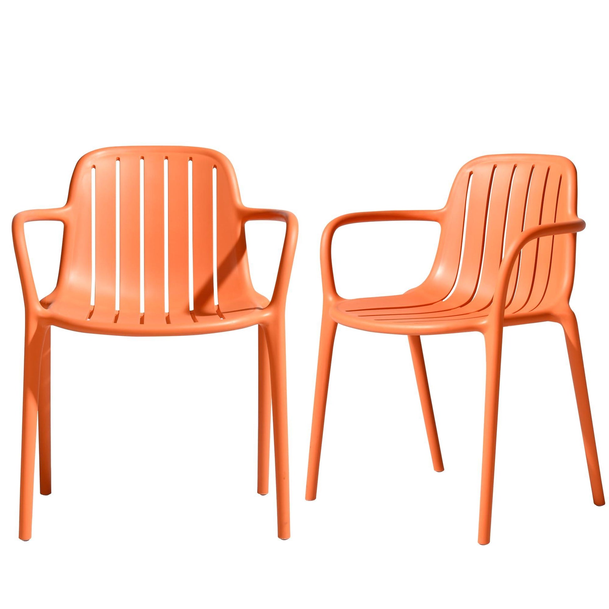 LESHI Patio Outdoor Dining Chairs, Portable Orange Outdoor Patio Chairs Set of 2, Stackable Indoor Outdoor Bistro Deck Plastic Chairs for Garden Backyard Lawn, Support 300 lbs - CookCave