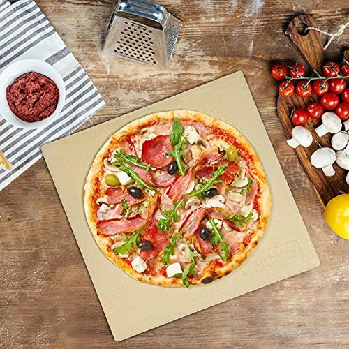 Mimiuo Pizza Stone for Oven and BBQ Grill, 13 inch Square Bread Baking Stone, Heavy Duty Large Ceramic Pizza Pan for Baking Pie Cookie and Cheese - CookCave