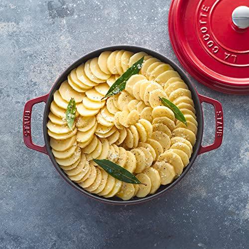 Staub Cast Iron Dutch Oven 5-qt Tall Cocotte, Made in France, Serves 5-6, Cherry - CookCave