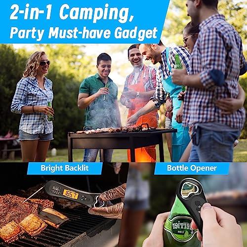 Biison Meat Thermometer for Grilling, Digital Instant Read Food Thermometer with Bottle Cap Opener, Kitchen Gadgets with Backlight & Calibration for Candy, BBQ, Grill,Liquids, Beef, Turkey - CookCave