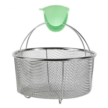 GREATLINK Mesh Steamer Basket, Stainless Steel Mesh Net Strainer Basket and Insert, Pressure Cookers and Pots,for Washing, Fry, Steam or Cook Fruits,Vegetables and Pastas (Free 2 Pcs silicone gloves) - CookCave