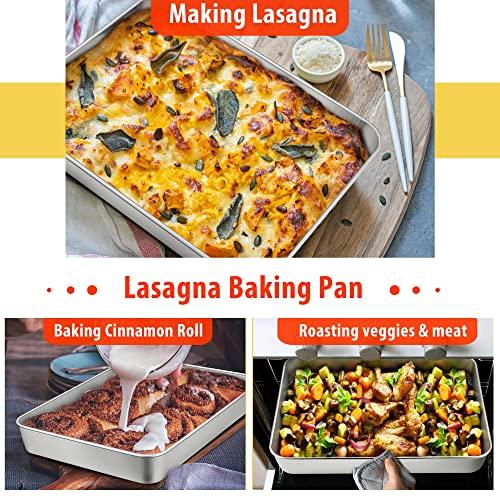 TeamFar Bakeware Sets of 7, Stainless Steel Bakeware Sets for Oven, Baking Sheet & Toaster Oven Pan, Square & Round Cake Pan, Muffin Pan & Loaf Pan, Lasagna Pan, Healthy & Sturdy, Dishwasher Safe - CookCave