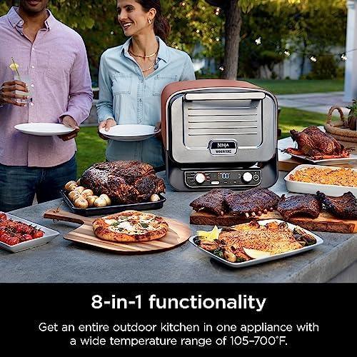 Ninja OO101 Woodfire 8-in-1 Outdoor Oven, Pizza Oven, 700°F,BBQ Smoker,Portable, Electric,Terracotta Red with XSKOPPL Pizza Peel + XSKOCVR Cover + XSKOP2R Woodfire Pellets+XSKUNSTAND Outdoor Stand - CookCave