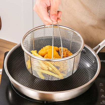 GREATLINK Mesh Steamer Basket, Stainless Steel Mesh Net Strainer Basket and Insert, Pressure Cookers and Pots,for Washing, Fry, Steam or Cook Fruits,Vegetables and Pastas (Free 2 Pcs silicone gloves) - CookCave