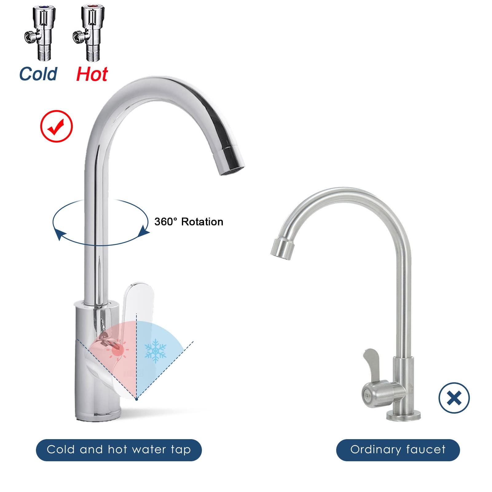 Outdoor Utility Sink Stainless Steel Double Bowl Sink Free Standing Commercial Restaurant Kitchen Sink with Hot and Cold Faucet for Laundry,Garage,Cafe Bar 32.7" x 17.3" x30.3" - CookCave