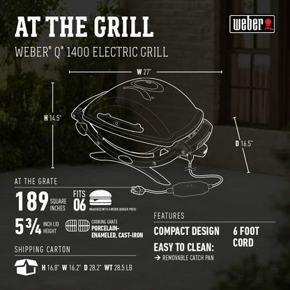 Weber Q1400 Electric Grill, Gray - CookCave