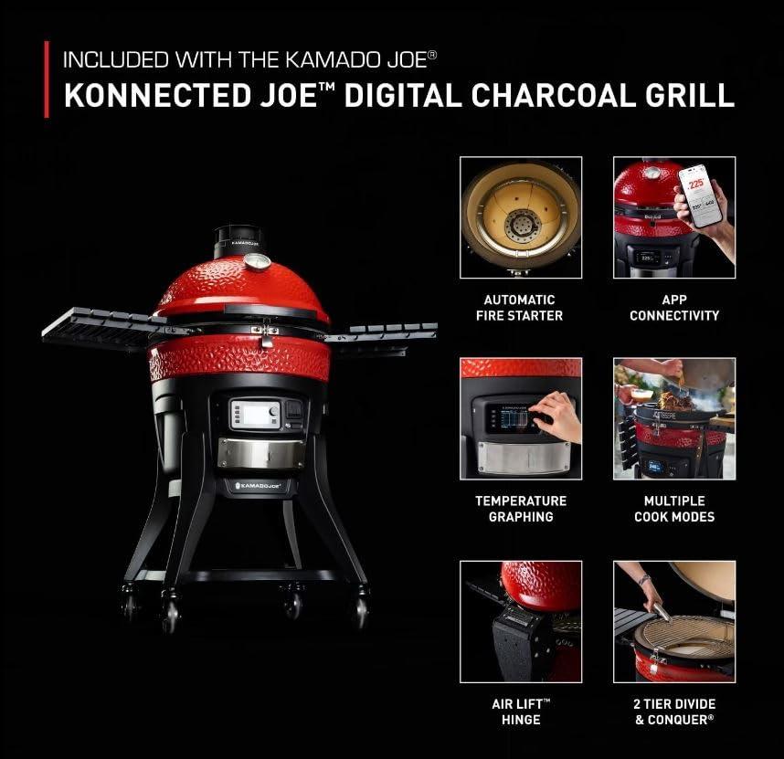 Kamado Joe Konnected Joe Digital Charcoal Grill and Smoker with Auto-Ignition and Temperature Control - KJ15041123 - CookCave