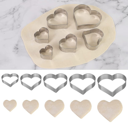 Heart Cookie Cutter Set - 6 Piece - 3 4/5", 3 1/5", 2 4/5", 2 3/5", 2 1/5", 1 4/5" - Heart Shaped Cookie Cutters, Stainless Steel Biscuit Pastry Cutters - CookCave