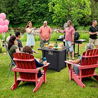 28 Inch Propane Fire Pit Table, 50000BTU Rectangle Fire Table with Cover, Sturdy Steel and Iron Fence Surface, CSA Safety Certified, Companion for Your Garden - CookCave