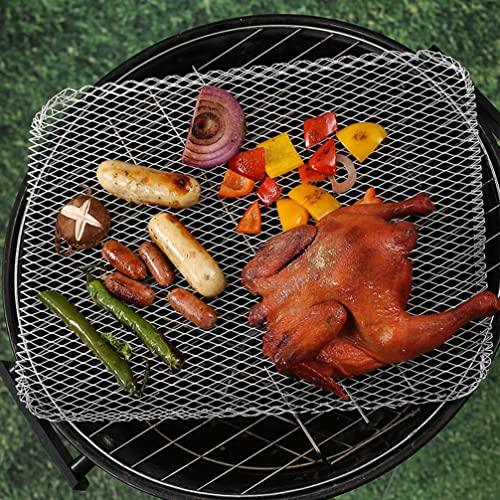 Luxshiny BBQ Grill Mesh Mat: 10Pcs Disposable Aluminum Grill Topper Broiler Net Pans Non-Stick Cooking Grid Grates Pad Baking Tools for Outdoor Camping Barbeque Picnics Backpacking Backyards - CookCave