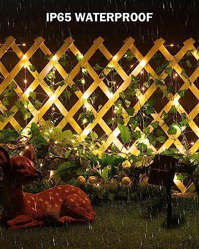 Solar Fairy Lights Outdoor, 40Ft Solar String Lights with Ivy, Solar Plant Vine Lights for Camping Outside Garden Yard Fence Wall - CookCave