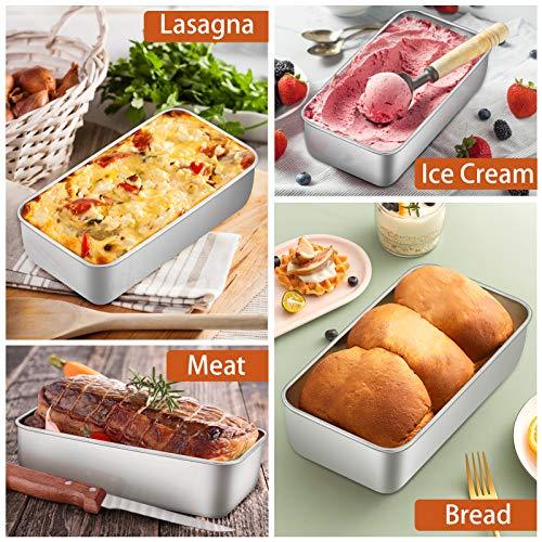 P&P CHEF Loaf Pan Set of 2, 9-inch Bread Pans, Stainless Steel Loaf Toast Baking Pans For Bread Meatloaf Lasagna Cake, Healthy & Non Toxic,Deep Side & Smooth Roll, Oven & Dishwasher Safe - CookCave