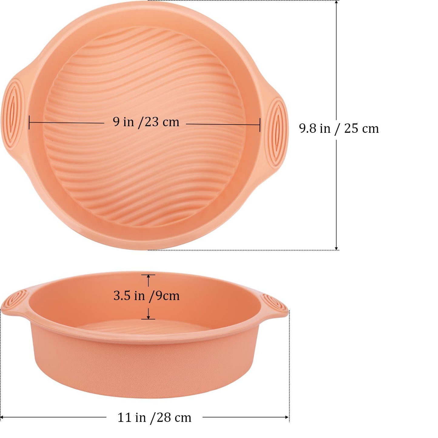 Baocuan 9 inch Silicone Round Cake Pan - Non stick bread pan for baking cake pizza bread and More Food Grade & BPA Free Set of 3 - CookCave