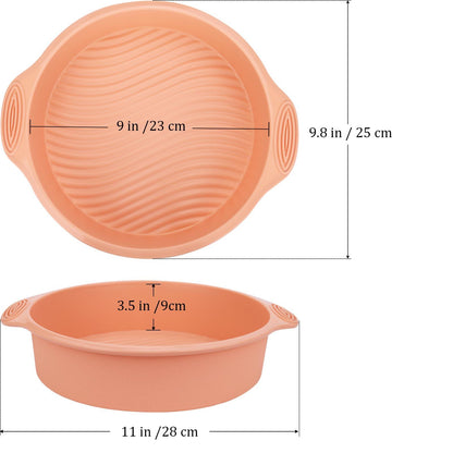 Baocuan 9 inch Silicone Round Cake Pan - Non stick bread pan for baking cake pizza bread and More Food Grade & BPA Free Set of 3 - CookCave