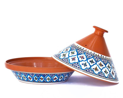 Kamsah Hand Made and Hand Painted Tagine Pot | Moroccan Ceramic Pots For Cooking and Stew Casserole Slow Cooker (Large, Supreme Turquoise) - CookCave