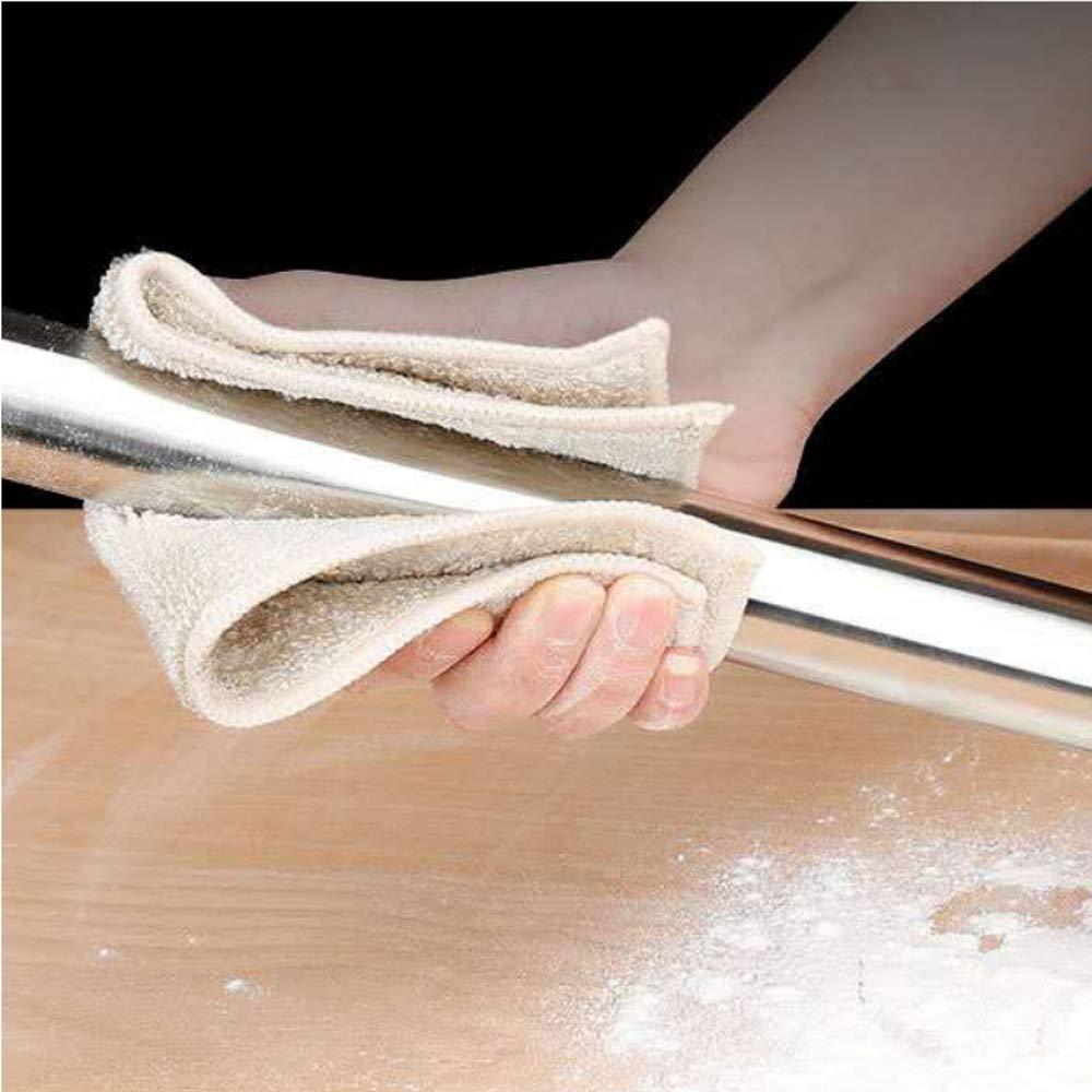 Smooth Stainless Steel Rolling Pin for Baking Fondant, Pizza, Pie, Pastry, Pasta, Dough, Cookies (12.8in) - CookCave