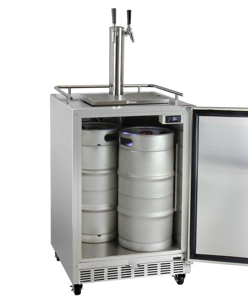 Kegco Kegerator 24" Wide Dual Tap Stainless Steel Commercial Beer Dispenser HK38SSC-2 - CookCave