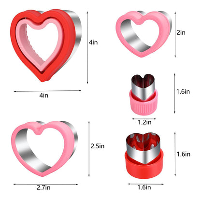 Valentine's Day Cookie Cutter Mold Set,5 Different Size Heart-shaped Sandwich Cutter and Sealer, Cookie, Fruit, Vegetable Cutters - CookCave