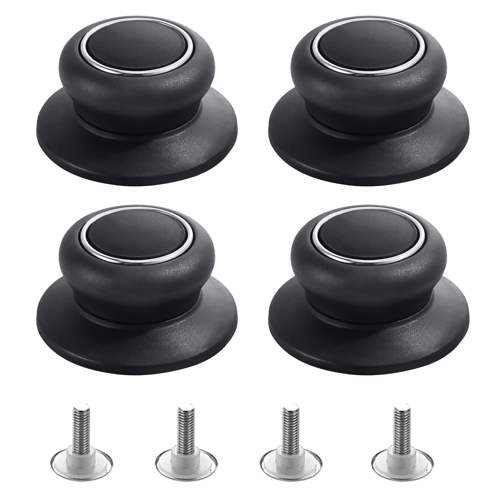 4Pcs Universal Pot Lid Top Replacement Knob,Heat Resistant and Prevent static electricity,Easy installation Kitchen Cookware Replacement Pan Lid Holding Handles. (Black) - CookCave