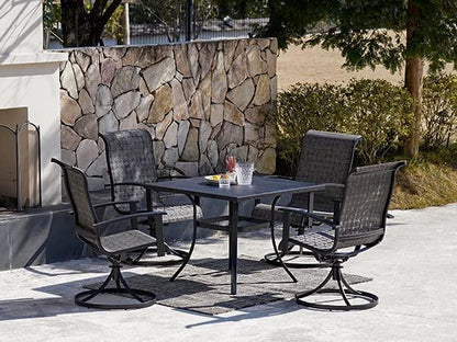 Grand patio Outdoor Swivel Rocking 4 Pieces Dining Chairs Set, Mesh Sling Patio High Back Swivel Rockers with All-Weather Frame, Black & Grey Plaid - CookCave