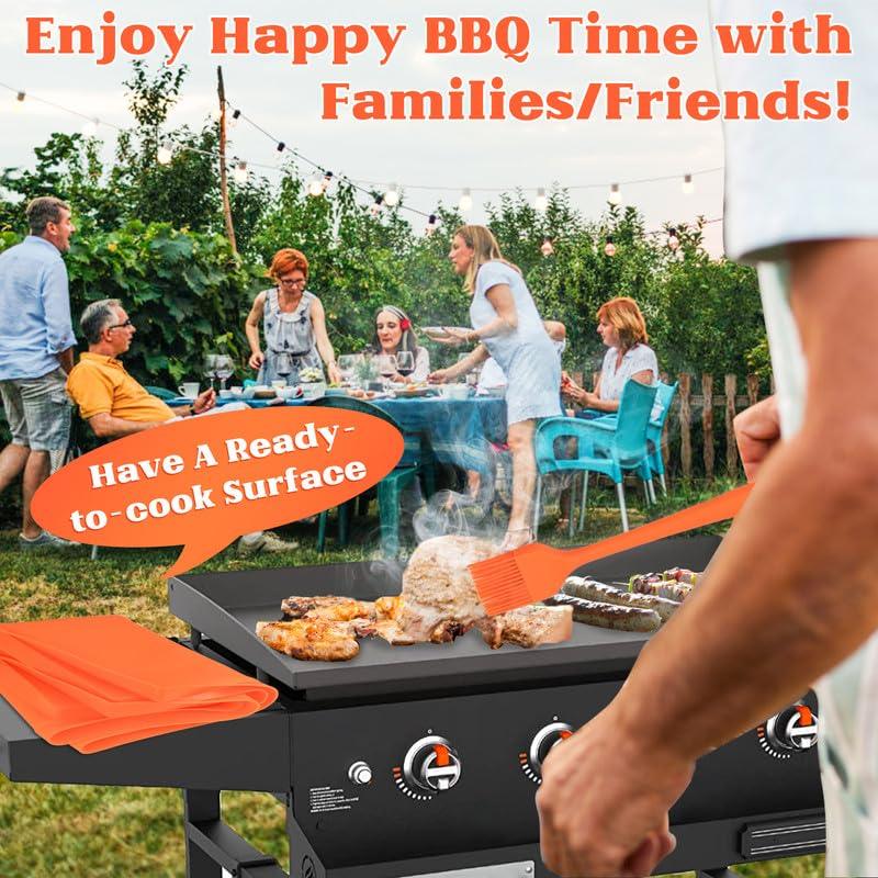 Silicone Griddle Mat for Blackstone 36 Inch, Food Grade Grill Cover for Griddle Surface, Reusable Heavy Duty Griddle Accessories Silicone Grill Mat for Blackstone All Season Outdoor Protector, Orange - CookCave