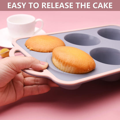 Silicone Muffin Pan, 6 Cups Cupcake Pan, Nonstick Silicone Muffin Tin, Mini Muffin Pan BPA Free And Dishwasher Safe, Great For Making Muffin Cakes, Tart, Bread (6 Cups,2 Pcs) - CookCave