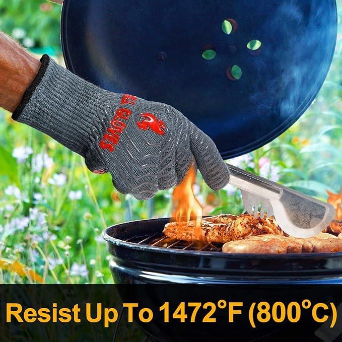 ZOPTIL Oven Gloves Grill Gloves, 1472℉ Heat Proof Non-Slip Grill Oven Gloves with Fingers, Men & Women BBQ Accessories for Cooking, Barbecuing, Baking, Kitchen and Cutting - 1 Pair - CookCave