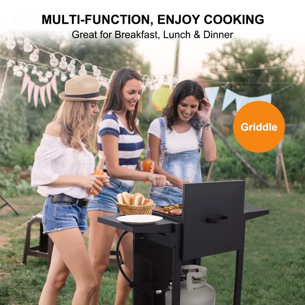 Camplux Flat Top Gas Grill, 22,000 BTU Barbecue Grill, Propane Griddle Grill Combo, 2 Burner Griddle with Lid, BBQ Grill for Outdoor Cooking, Camping, Backyard Parties, RV Travel - CookCave