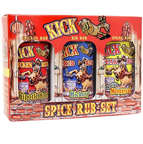 Kick Butt Spice Rub Gift Set Seasoning Spice Salt Set - Gourmet Seasoning Rub (7 oz) - Use on Ribs Chicken Streak (Gift Set) - CookCave