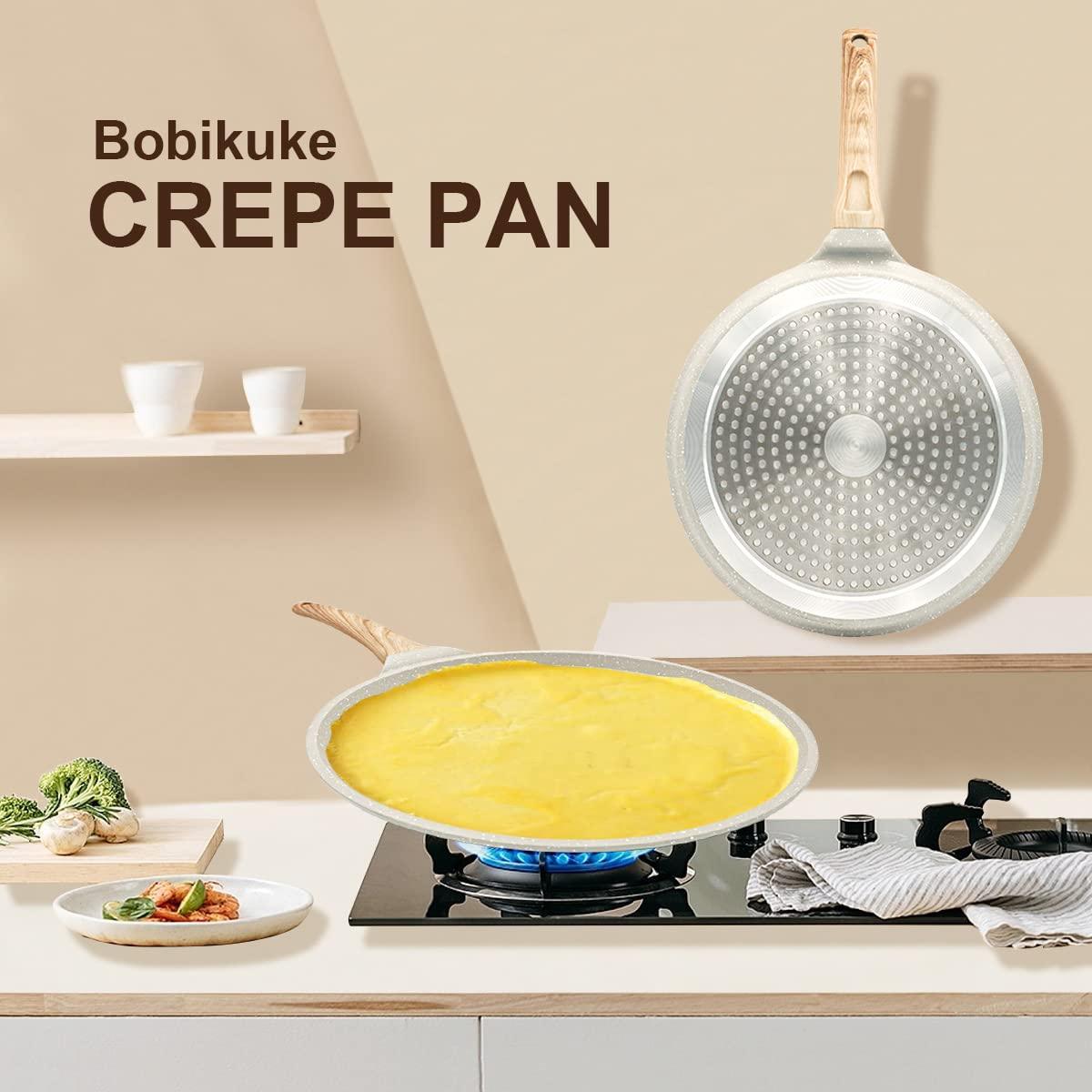 Bobikuke 10 inch Crepe Pan, Nonstick Pan for Crepes Omelette Tortillas Crispy Pancake, Dosa Tawa Tortilla Pan, Griddle Pancake Pan for Roti Indian, Induction Compatible - CookCave