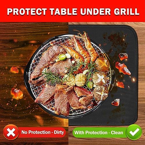 TOHONFOO 25" x 19.5" Grill Mat Fireproof for Outdoor Grill Protecting Prep Barbecue Table - Heat Resistant BBQ Tabletop Grilling Griddle Pad, Easy to Clean & Storage - Waterproof & Foldable, 0.6mm - CookCave