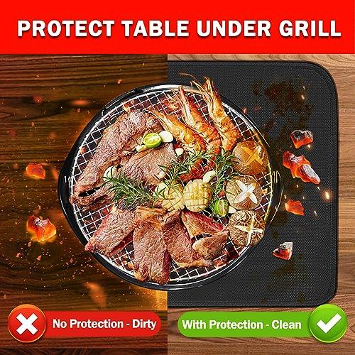 TOHONFOO 24" x 31" Grill Mat Fireproof for Outdoor Grill Protecting Prep Barbecue Table - Heat Resistant BBQ Tabletop Grilling Griddle Pad, Easy to Clean & Storage - Waterproof & Foldable, 0.6mm - CookCave