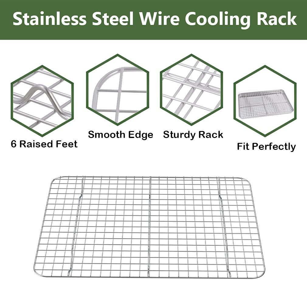 ROTTAY Baking Sheet with Rack Set (2 Pans + 2 Racks), Stainless Steel Cookie Sheet with Cooling Rack, Nonstick Baking Pan, Warp Resistant & Heavy Duty & Rust Free, Size 16 x 12 x 1 Inches - CookCave