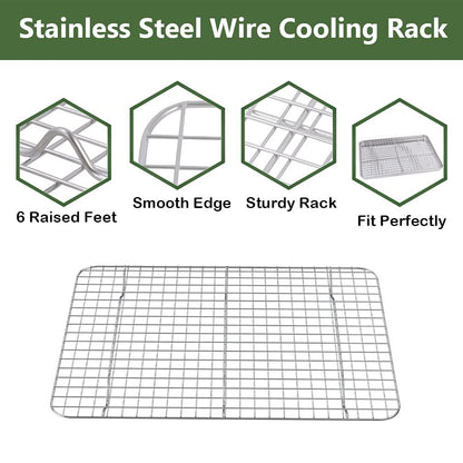 ROTTAY Baking Sheet with Rack Set (2 Pans + 2 Racks), Stainless Steel Cookie Sheet with Cooling Rack, Nonstick Baking Pan, Warp Resistant & Heavy Duty & Rust Free, Size 16 x 12 x 1 Inches - CookCave