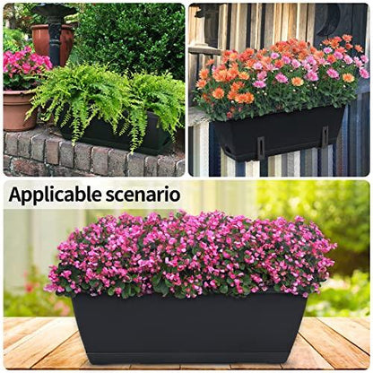 CHUKEMAOYI Window Box Planter, 10 Pack Plastic Vegetable Flower Planters Boxes 17 Inches Rectangular Flower Pots with Saucers for Indoor Outdoor Garden, Patio, Home Decor - CookCave