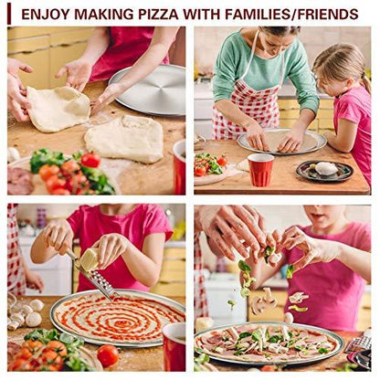 TeamFar Pizza Pan, 12 inch Pizza Pan Set Round Pizza Oven Baking Pans Tray Stainless Steel for Home Restaurant Party, Healthy & Heavy Duty, Dishwasher Safe & Easy Clean - Set of 4 - CookCave