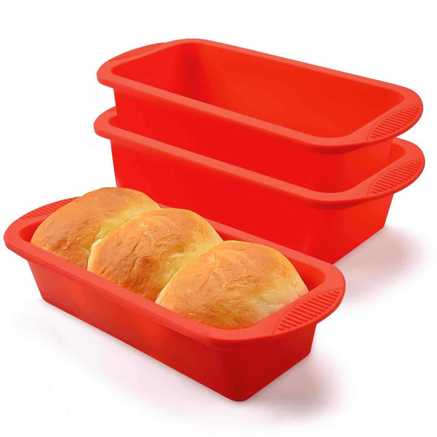 CAKETIME Silicone Bread Loaf Pan, Nonstick BPA Free 9 x 3.9 x 2.3 inch Silicone Baking Molds for Homemade Loaf, Bread, Meatloaf, Cake, Sandwiches Set of 3 - CookCave