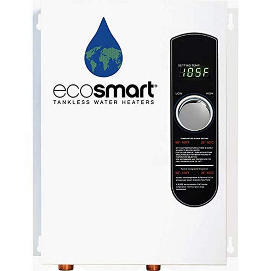 EcoSmart ECO 18 Electric Tankless Water Heater, 18 KW at 240 Volts with Patented Self Modulating Technology , 17 x 14 x 3.5 - CookCave