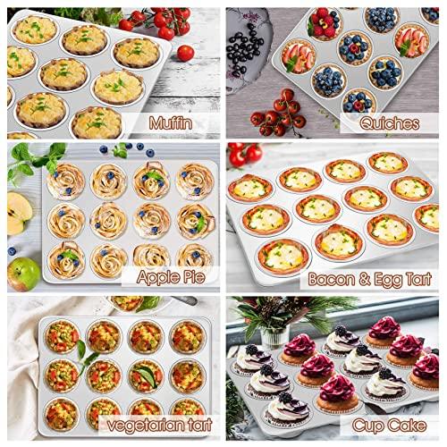 P&P CHEF Muffin Pan Cupcake Baking Pan Set of 2, 12 Cups Muffin Tin Tray, Stainless Steel Muffin Pans for Baking Mini Cake Muffin Tart Quiche, Oven & Dishwasher Safe, Non-toxic & Heavy-duty - CookCave