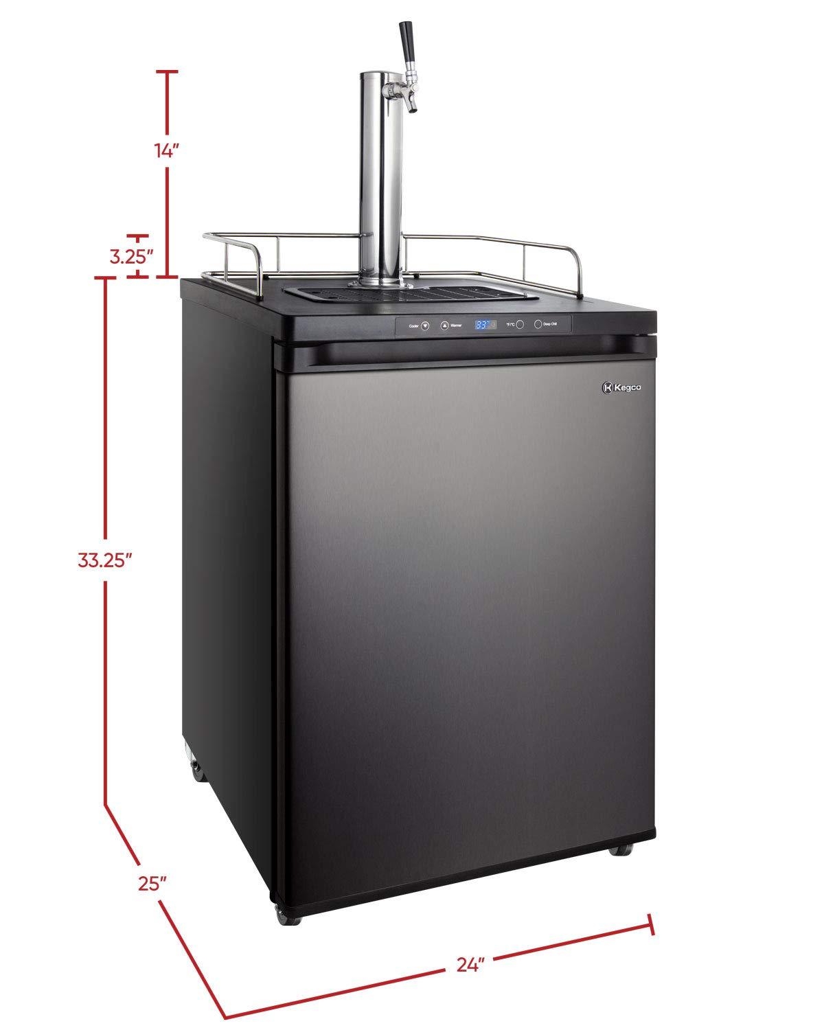 Kegco 3PICK30X-2 Keg Dispenser, 2 Tap, Black Stainless Steel - CookCave
