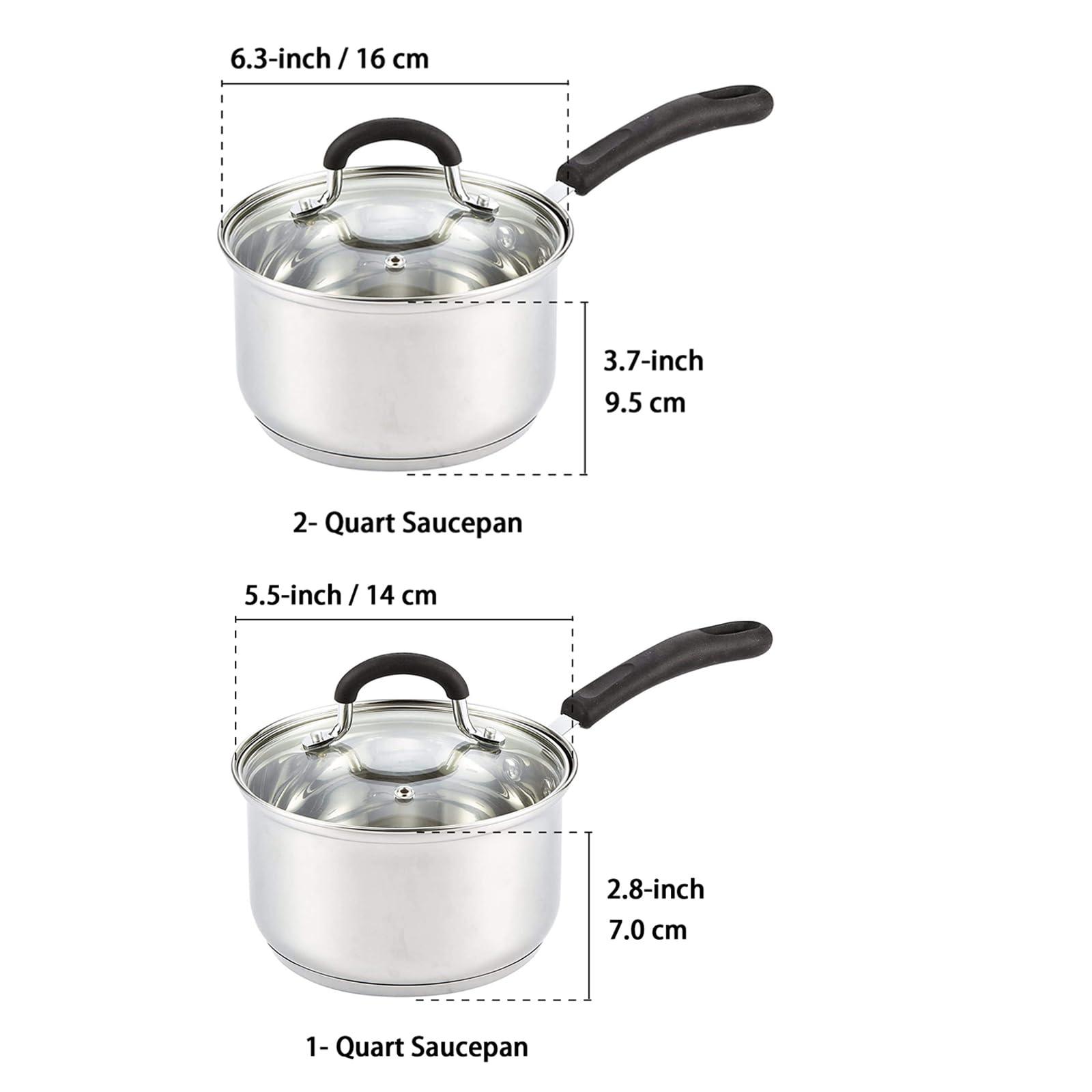 Cook N Home Professional Saucepan, 1-QT and 2-QT, Silver - CookCave