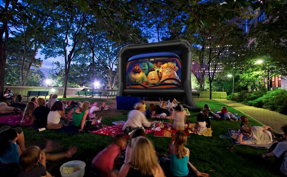14 FT Inflatable Movie Screen Outdoor Projector Screen for Outside Backyard Movie Night Easy Setup Mega Blow Up Screen, Great for Barbecue Pool Party Outdoor Drive-in Theater - Front/Rear Projection - CookCave
