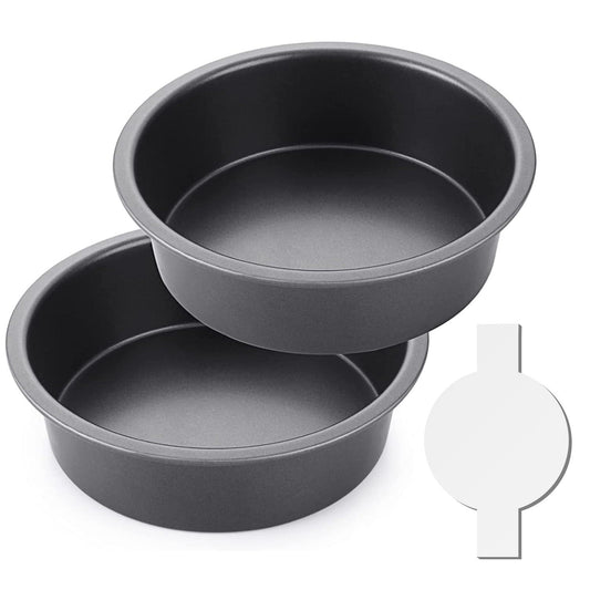 HONGBAKE 8 Inch Round Cake Pan Set for Baking with 60 Pieces Parchment Paper, Nonstick Circle Cake Pans Set of 2, Layer Cake Tin, Cheesecake Mold, Huty Duty - Grey - CookCave