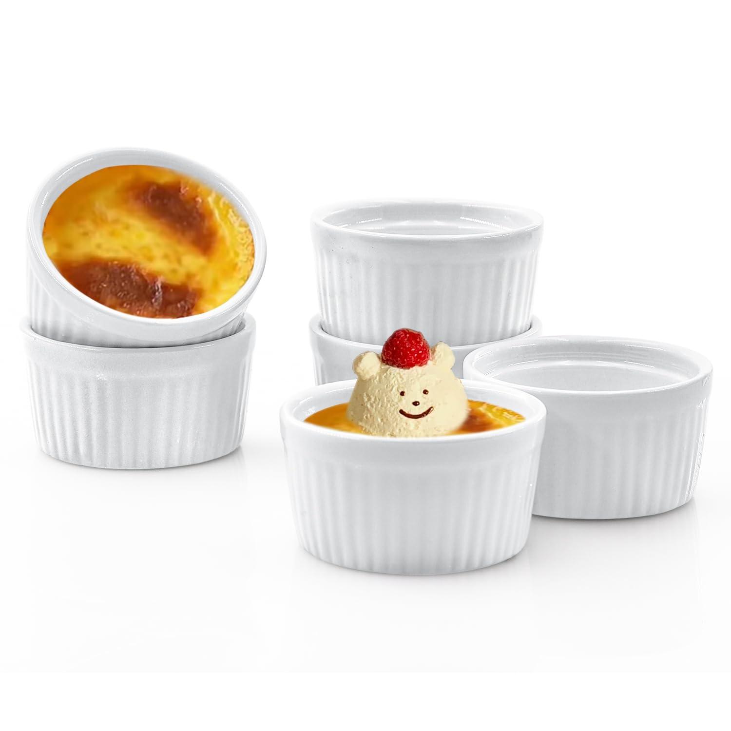 DRAONGYE Mini Ramekins 1.2 oz set of 6, Porcelain Mini Ramekins Dishes for Souffle, Dipping Sauce Cups, Pudding, Custard Cups, Microwave & Oven Safe(White) - CookCave