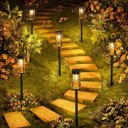 BITPOTT Solar Pathway Lights for Outside Garden, 8 Pack Bright Garden Lights Solar Outdoor, Waterproof Solar Lights for Yard Patio Lawn Walkway Landscape Decor - CookCave