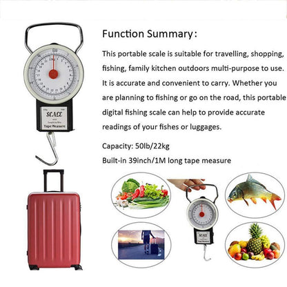 MNTT Fish Scale,Portable Balance Travel Suitcase Measure for Kitchen Measurement Hanging Hook Weighing Scales Luggage - CookCave