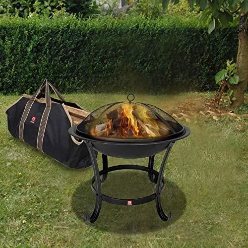 FireBeauty Fire Pit BBQ Grill Pit Bowl with Mesh Spark Screen Cover,Poker (Includes Tote Bag) - CookCave