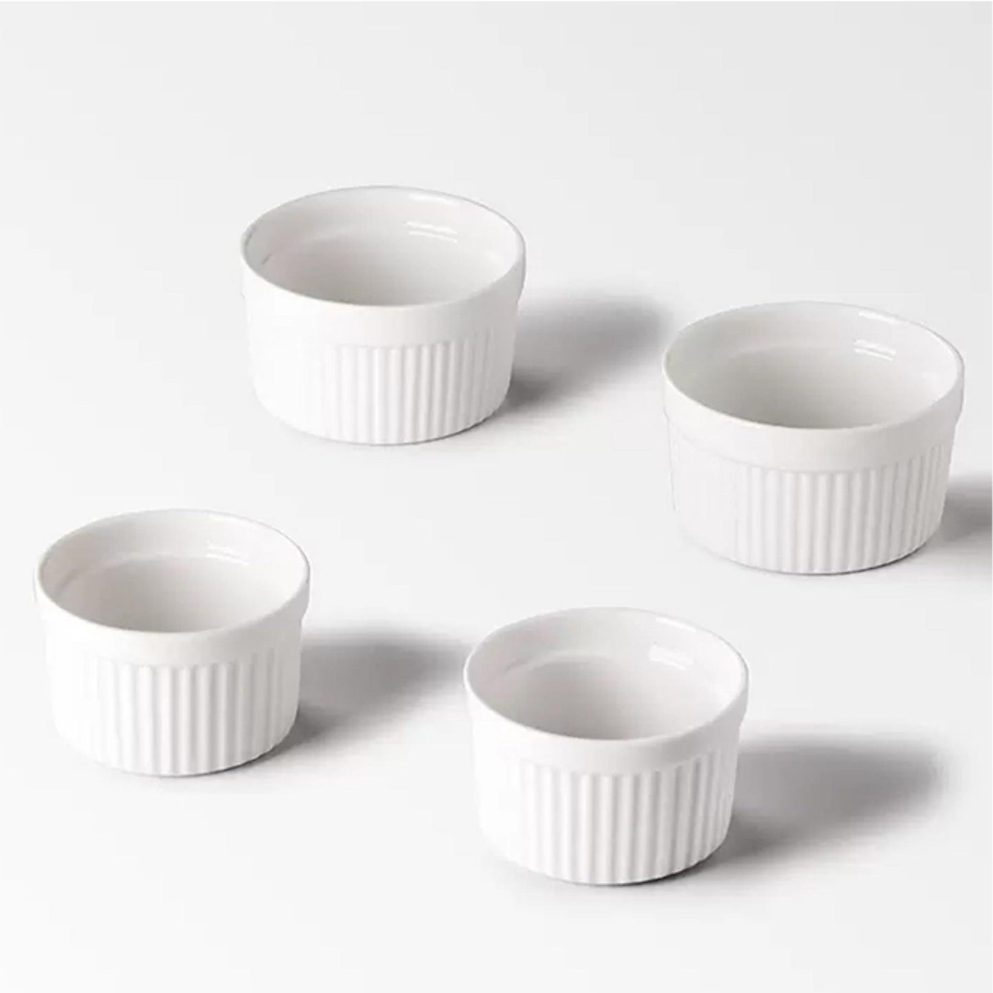 Ramekins with Lids 8 oz, Set of 6 Creme Brulee Ramekins with Covers, Stackable Ceramic Dishes Bowls for Baking, Pudding, Serving Dip, Ice Cream, Dishwasher and Oven Safe (White) - CookCave