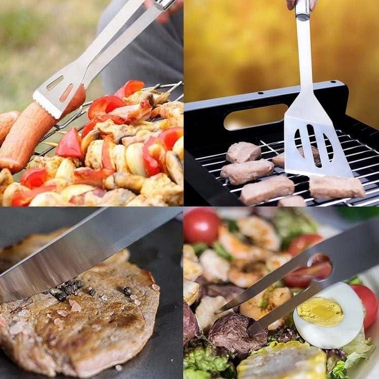 Complete BBQ Utensils 22 Pcs Set BBQ Tools Set Stainless Steel Grilling Kit with Fork, Tongs, Knife, and Spatula, Stainless Steel Grill Tools Set for Outdoor Camping Barbecue, Father’s Day, Birthday - CookCave