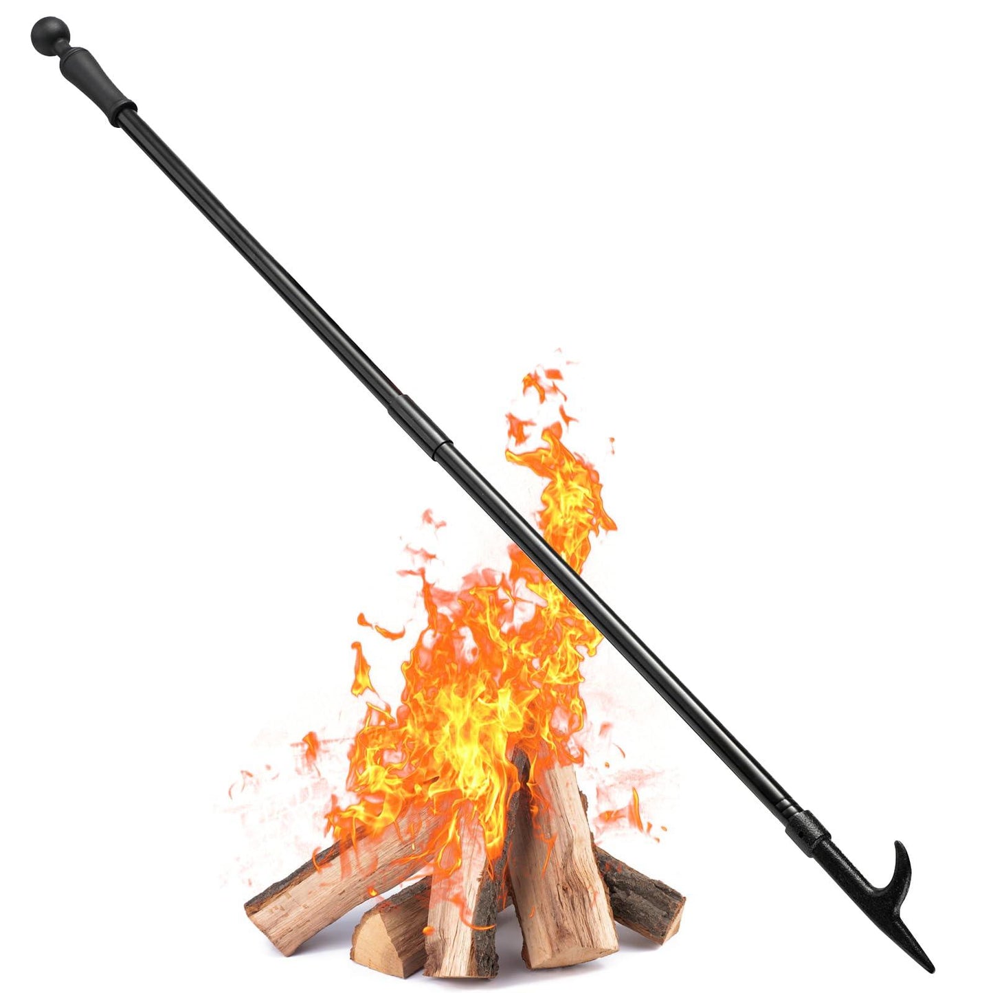 BeBecome Fire Poker for Fire Pit, 46 Inch Extra Long Portable Campfire Poker for Fireplace, Camping, Wood Stove, Outdoor and Indoor Use, Rust Resistant Stainless Steel Black Finish (1 Pac) - CookCave